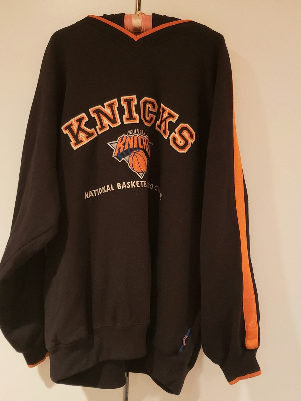 Hooded Sweater Black with Orange Trim NY Knicks NBA Logo